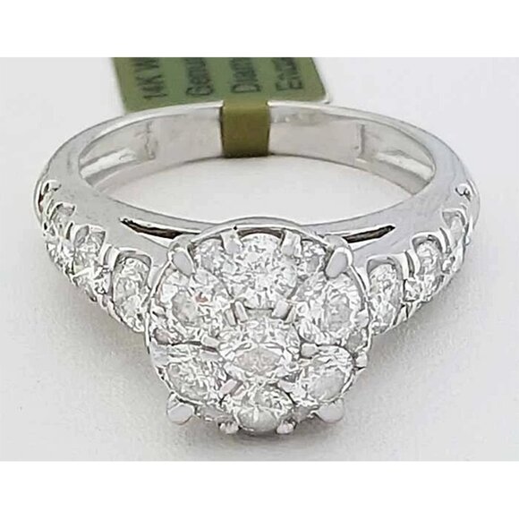 Jewelry - Genuine 1.60 Cts Diamonds Engagement Ring Solid 14k White Gold